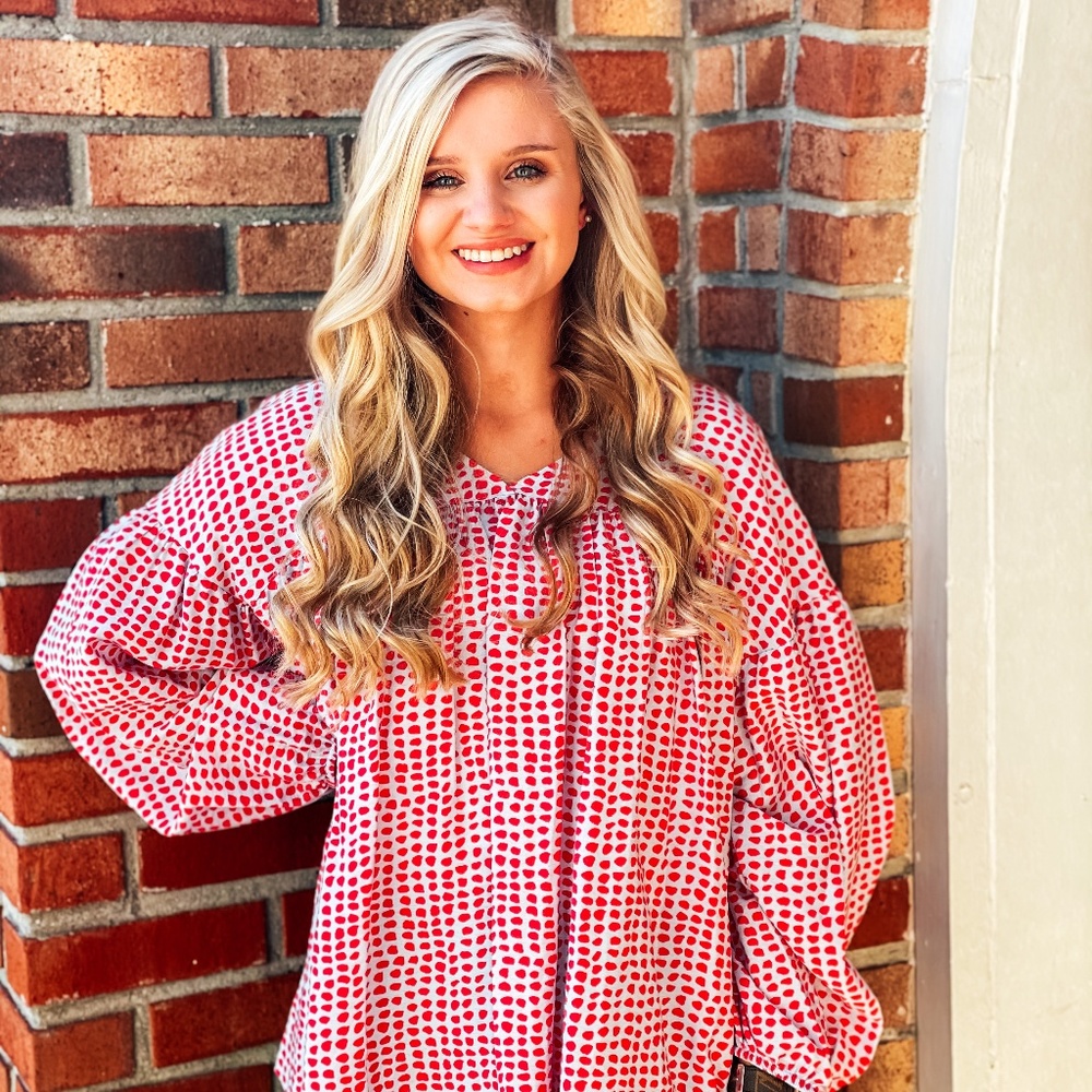 Polka Dot Print Babydoll Top